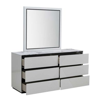 Petruci Dresser with Mirror - White/Black - With 2-Year Warranty